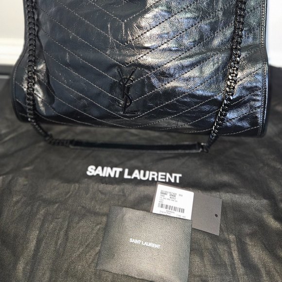 YSL Niki Large Crinkled Calf Shopper Tote Bag- Almost NEW w/ black on black HW - Picture 17 of 17